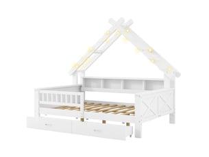 Lit cabane 140x200 cm <strong></strong> <strong></strong> coloris blanc