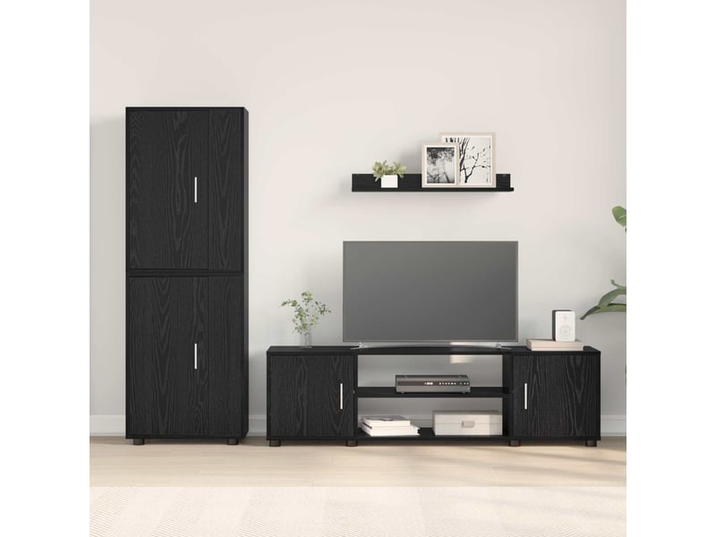  Ensemble meuble tv - banc tv - meuble de rangement chêne noir bois d'ingénierie  - Conforama D