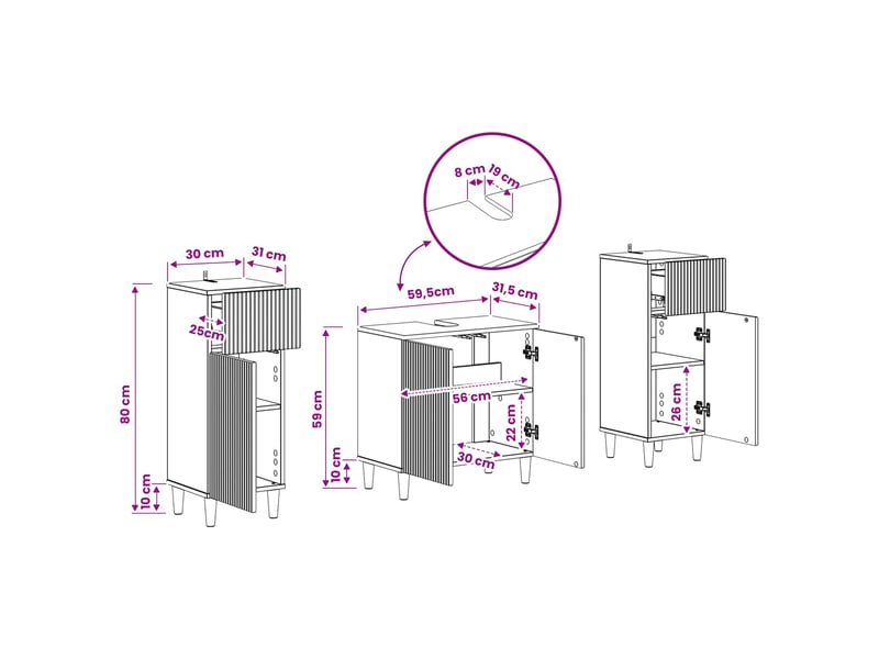 Ensemble de meuble de salle de bain 3 pièces arnhem gris béton cf63324 - Conforama E
