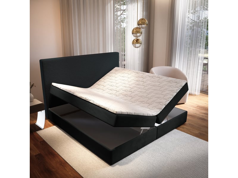 Boxspring giarro 200x200 cm, lit complet avec matelas, noir - Conforama C