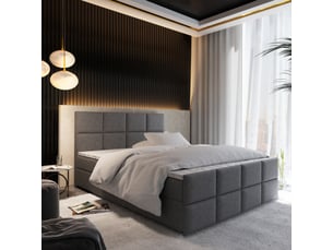 Lit avec rangement 140x200 cm <strong>MASSENO</strong>  <strong></strong> coloris gris