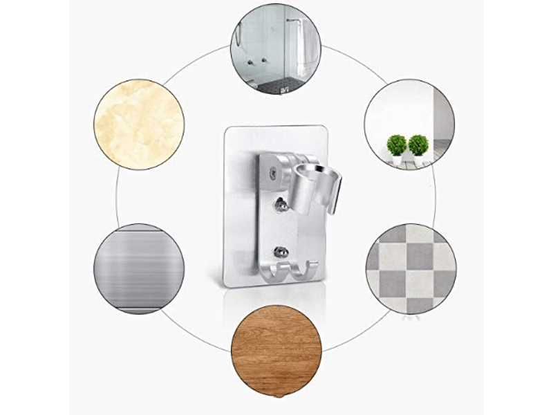 Support mural réglable pour pomme de douche et bidet - fixation robuste avec 2 crochets inclus - alternative supérieure aux ventouses - Conforama E