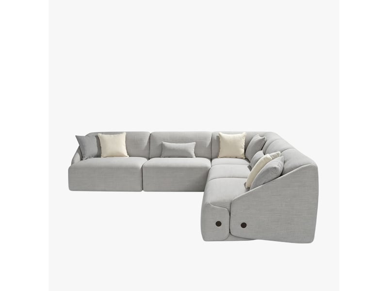  Canapé d'angle modulable en tissu gris clair  - Conforama C