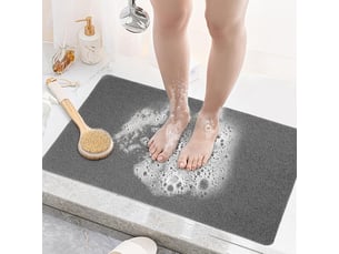 Tapis de douche antidérapant en luffa souple anti-moisissure pvc, 50 x 80 cm (gris)