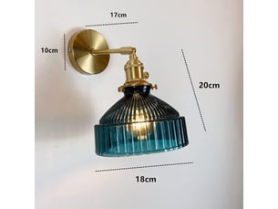Applique murale verre  lampe murale interieur avec laiton rotatif tête verre bleu