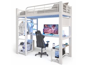 Lit mezzanine 90x200 cm <strong>MODENVIE</strong>  <strong></strong> coloris blanc