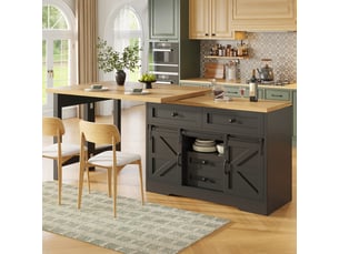 Îlot de cuisine 120x40x72 cm - meuble de rangement 2 portes et 2 tiroirs, plateau pivotant 360° - noir