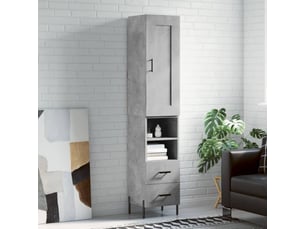 Buffet haut - bahut - meuble de rangement gris béton 34,5x34x180 cm bois d'ingénierie