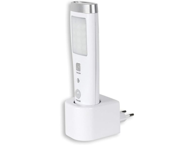  Lampe torche à détecteur de présence angle détection 60° 15 led rechargeable batterie 3,7 v 15 cm blanc  - Conforama A