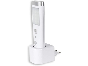 Lampe torche à détecteur de présence angle détection 60° 15 led rechargeable batterie 3,7 v 15 cm blanc