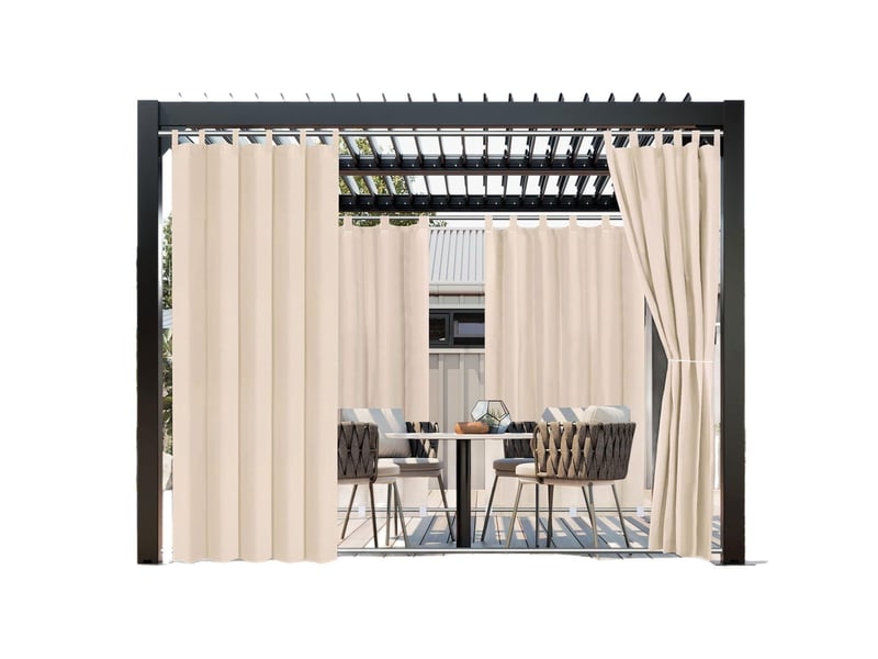  Rideaux d'extérieur imperméables pour jardin terrasse balcon beige 2 pièces 132 x 243 cm  - Conforama E