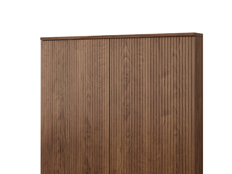  Vitrine haute effet bois avec led et fond miroir, 80 × 35 × 145 cm Fay Lum - Conforama W