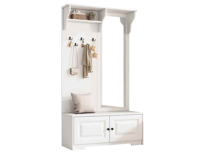 Portemanteau avec banc et rangement blanc 100 x 40 x 180 cm en mdf - Conforama A