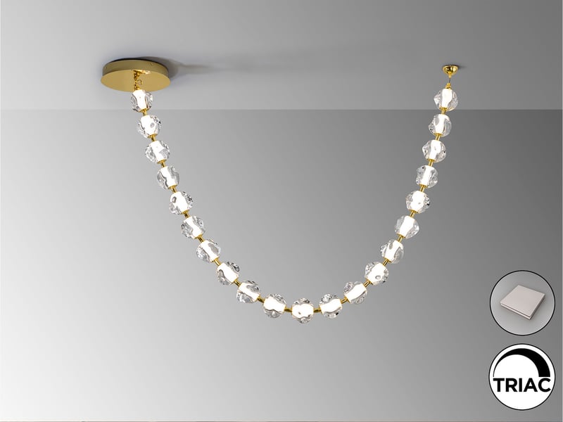  Zaria ii 21 light plafonnier suspendu doré, led transparente 3000 k, intensité variable  - Conforama E