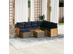 Vidaxl ensemble de canapé de jardin 8 pcs avec coussins gris résine tressée