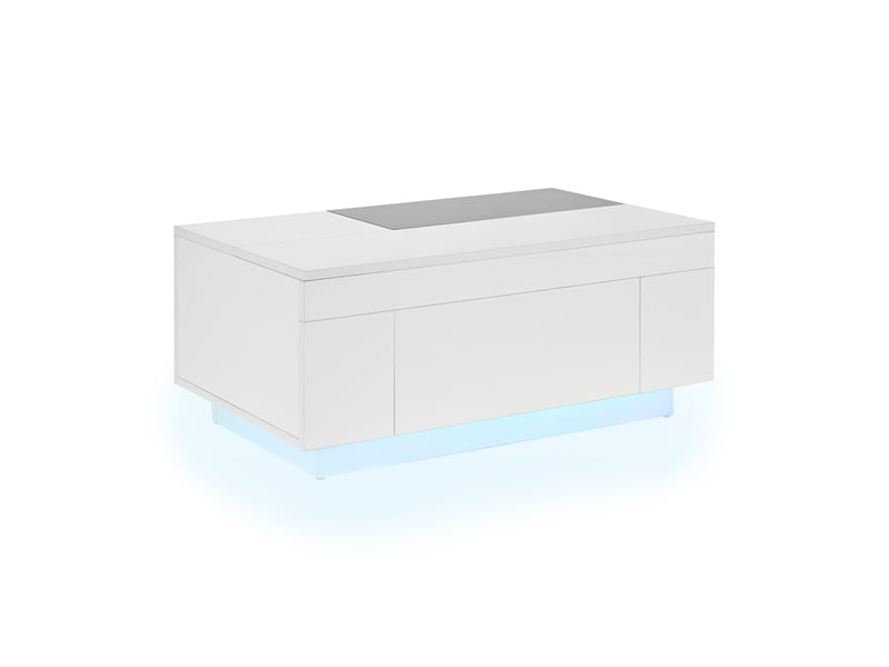  Table basse led moderne extensible, table basse noir et blanc avec tiroir de rangement, 80x50x35.5cm  - Conforama W