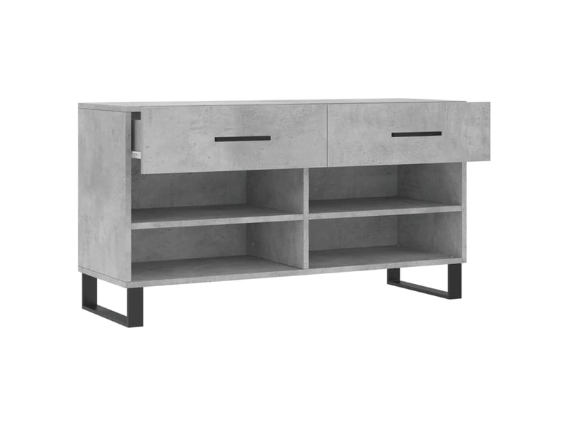  Banc à chaussures, meuble à chaussures gris béton 102x35x55 cm bois d'ingénierie shl4744  - Conforama E