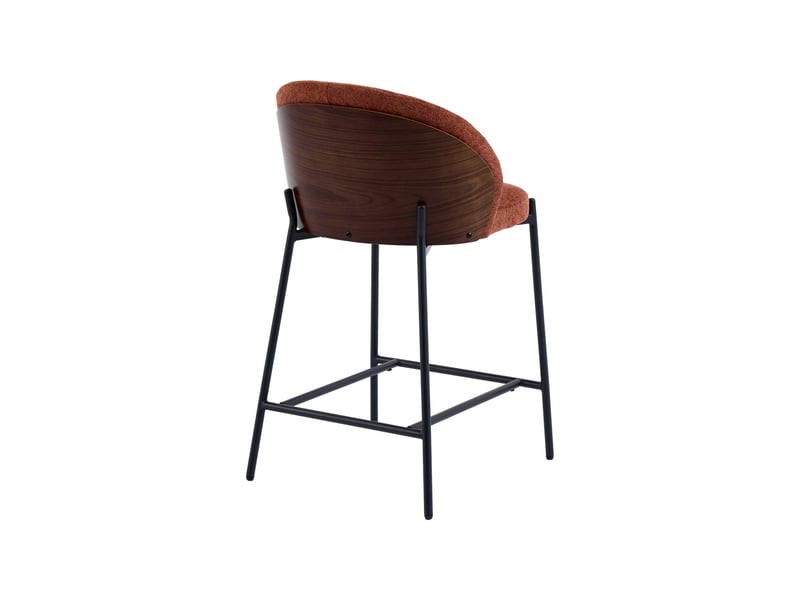  Lot de 2 tabourets de bar bois de peuplier teinté noyer. Acier noir et tissu texturé terracotta - paul  - Conforama C