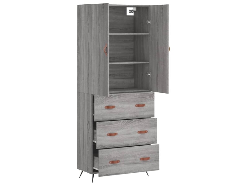  Buffet haut - bahut - meuble de rangement sonoma gris 69,5x34x180 cm bois d'ingénierie  - Conforama C