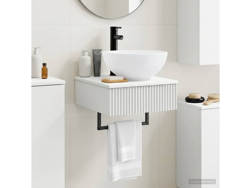 Basin de lavage mural, lavabo blanc brillant 40x41x40.5 cm - Conforama B