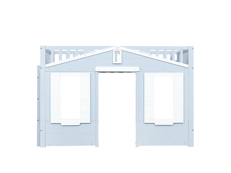  Lit mezzanine, lit enfant, espace sous le lit modulable, habillage de fenêtre élégant, échelle sécurisée et stable, pin + mdf + contreplaqué, bleu, 90 x 200 cm  - Conforama D