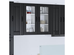 Meuble mural de cuisine, cabinet en verre mural noir 40x31x80cm shl1523