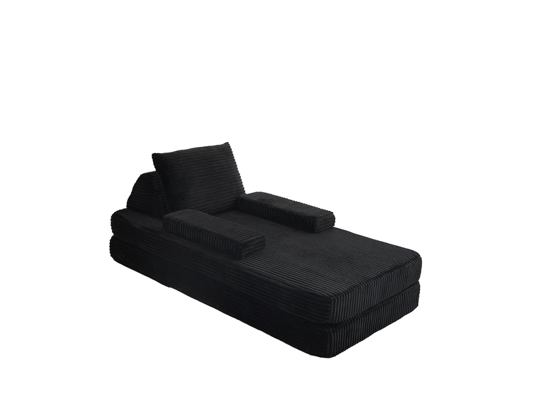  Canapé modulaire avec dossiers mobiles  - accoudoirs amovibles velours côtelé noir 211,5 × 106,5 × 62 cm  - Conforama A