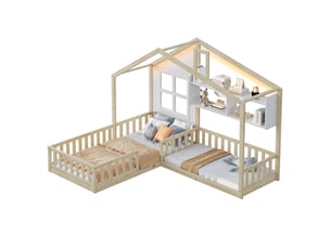 Lit cabane 90x200 cm coloris bicolore