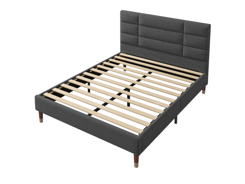  Lit double 140x200 cm coffre de rangement avec sommier et matelas à ressorts  - Conforama E