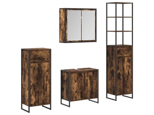 Ensemble de mobilier de salle de bain 4 pièces chêne fumé cf64546