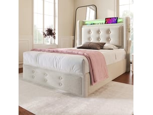 Lit coffre 90x200 cm <strong>HAUSS SPOLE</strong>  <strong></strong> coloris beige