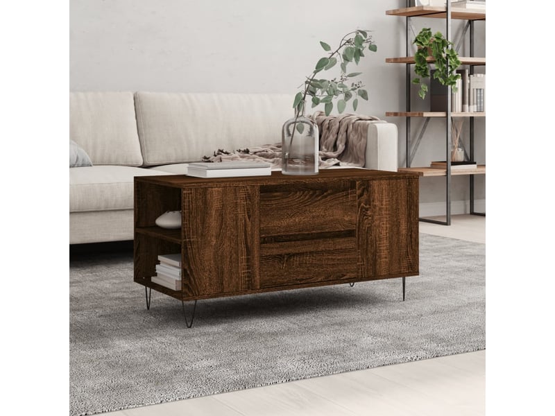  Table basse - table de salon - table à thé chêne marron 102x44,5x50 cm bois d'ingénierie  - Conforama B