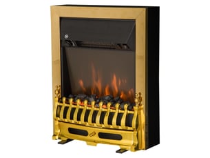 Cheminée électrique effet flamme style néo rétro, thermostat 1000 ou 2000 w, noir et doré