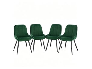 Lot de 4 chaises de salle à manger 52.5×43×81.5cm dossier galbé cadre acierlique vert foncé