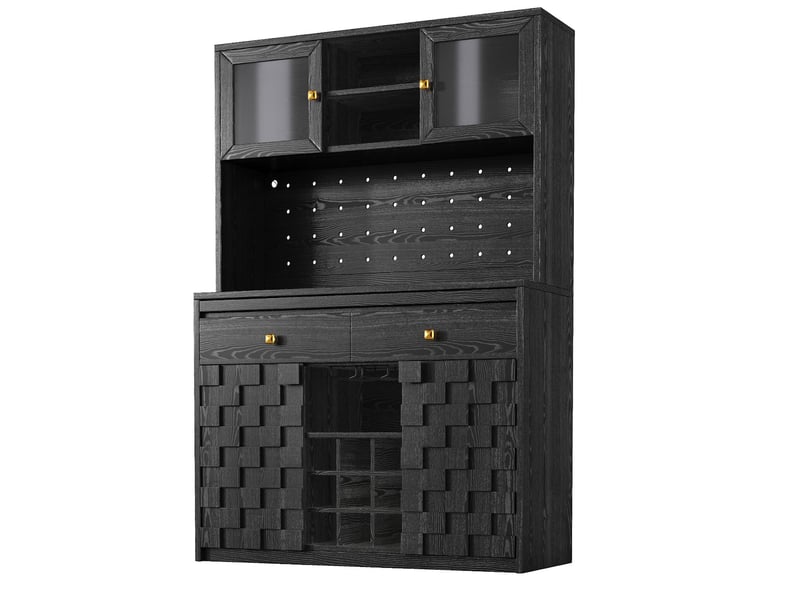  Meuble de cuisine haut avec led prises usb et porte-bouteilles noir 120x40x178 cm N620GG260707S - Conforama A