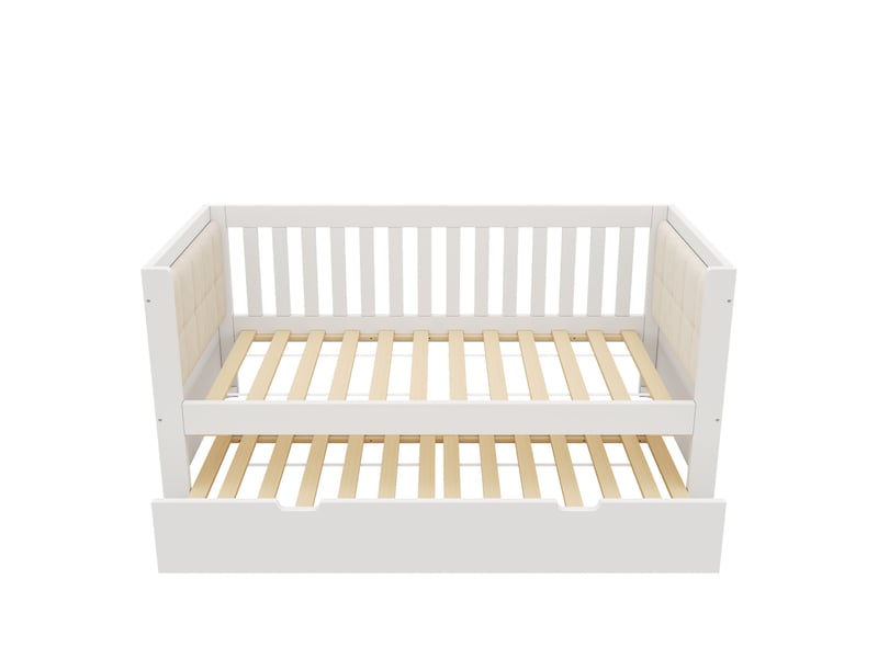  Lit gigogne blanc avec sommier inclus, lit jour 90x200 cm et lit nuit 90x190 cm  - Conforama D