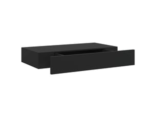 Étagère flottante, étagère murale avec tiroir noir 48x25x8 cm cf42283