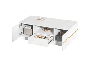 Table basse rectangulaire coloris blanc MODFU  - 50 cmx100 cm