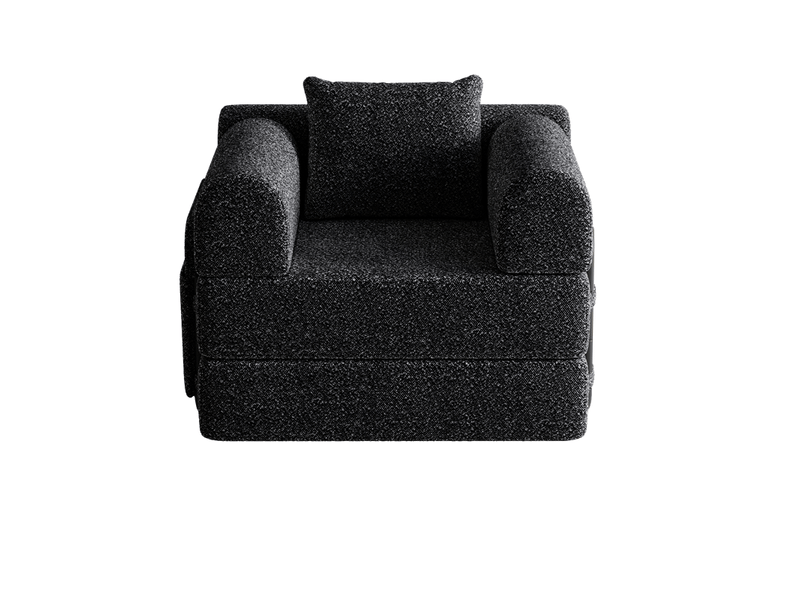  Canapé-lit 1 place 2 en 1 en chenille khaki avec rangement accoudoir et cadre métal  - Conforama A