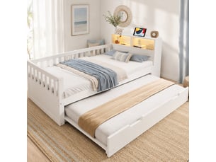 Lit gigogne 90x200 cm <strong>HAVRYA</strong>  <strong></strong> coloris blanc