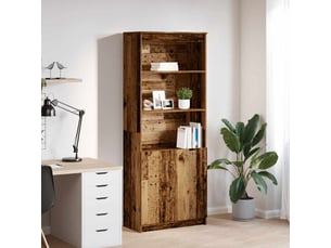 Buffet haut - bahut - meuble de rangement vieux bois 70x35x180 cm bois d'ingénierie