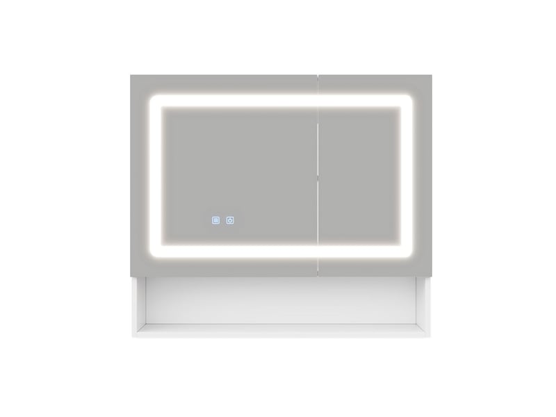  Armoire de toilette 2 portes avec miroir led désembuage mdf blanc 80x17x70 cm N877P457995K - Conforama A
