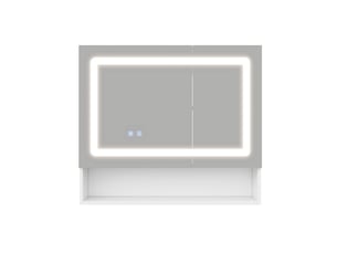 Armoire de toilette 2 portes avec miroir led désembuage mdf blanc 80x17x70 cm