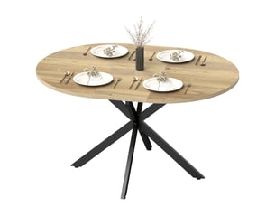 Table à manger extensible ovale pour 4 à 6 personnes, effet bois naturel, table de cuisine avec rallonge 100-135 cm