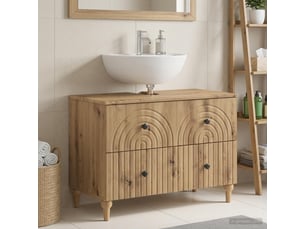 Meuble sous lavabo de salle de bain alkmaar chêne artisanal cf64802