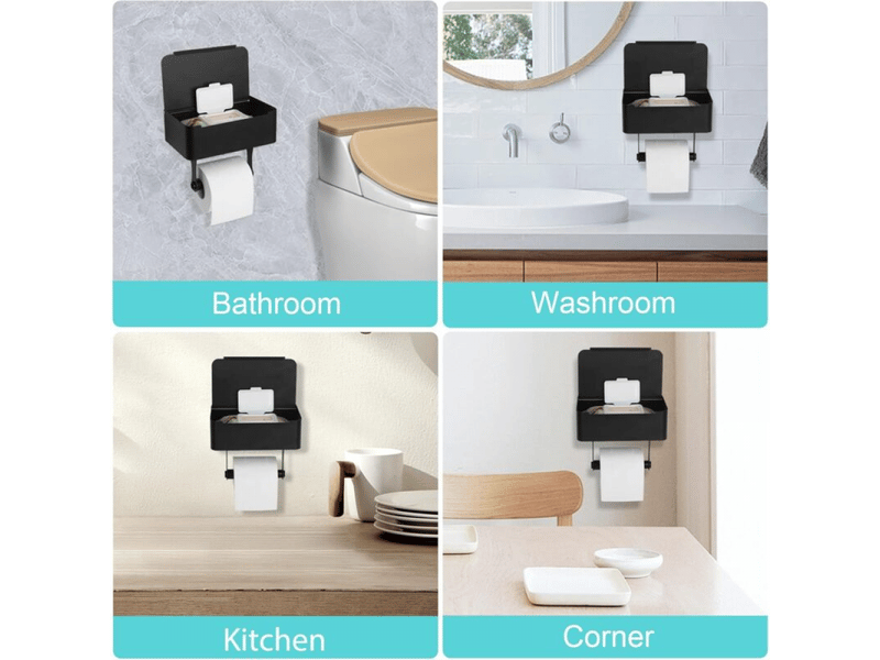  Porte-papier toilette adhésif mural en acier inoxydable sus304 avec étagères, distributeur de lingettes humides jetables pour salle de bain  - Conforama B