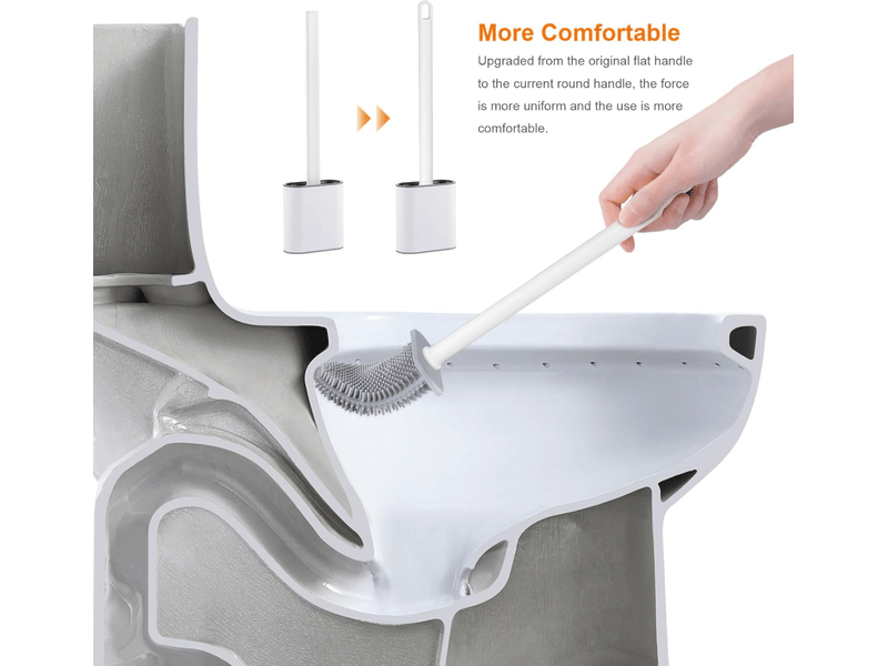  Brosse wc - brosse wc et support - blanc - 390 x 98 x 43 mm - suspendue - silicone - brosse wc à poser au sol  - Conforama D