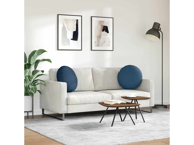 Lot de 2 coussins de siège, coussins décoratifs tissu bleu ø50 x 19 cm cf59774  - Conforama D