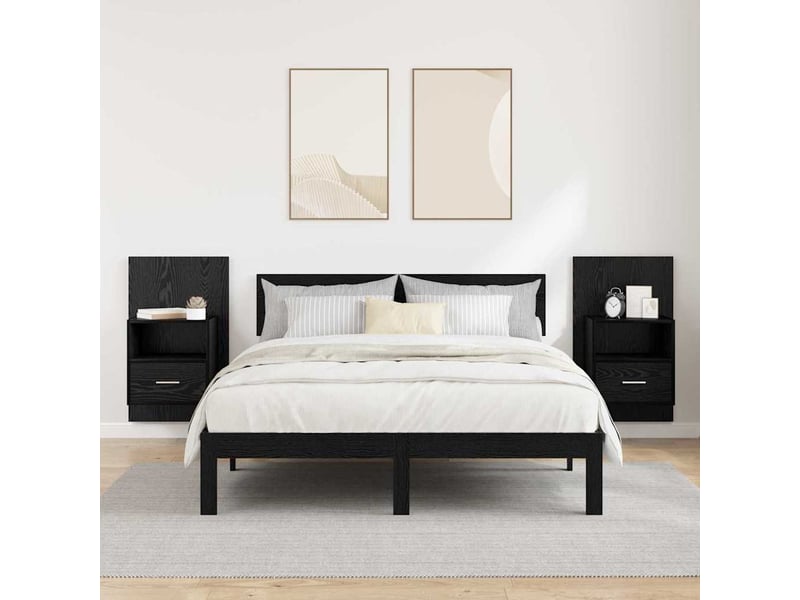  Table de chevet - cabinet de chevet - table de nuit 2 pc chêne noir 50 x 32,5 x 80cm  - Conforama C