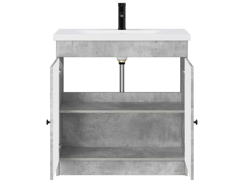  Ensemble de mobilier de salle de bain gris béton shl7422  - Conforama C